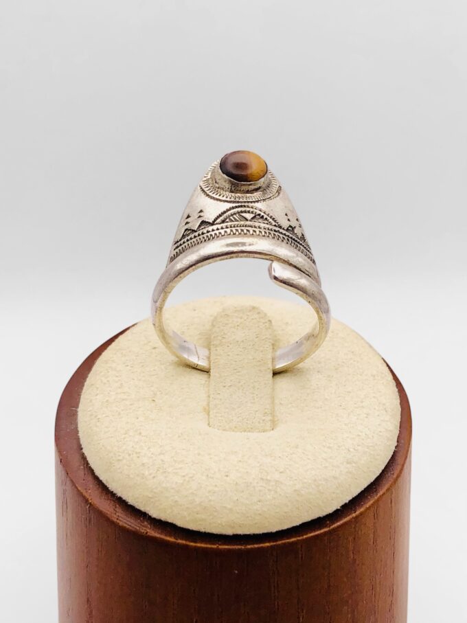 Bague Touareg Oeil de Tigre Triangle réglable – Image 4
