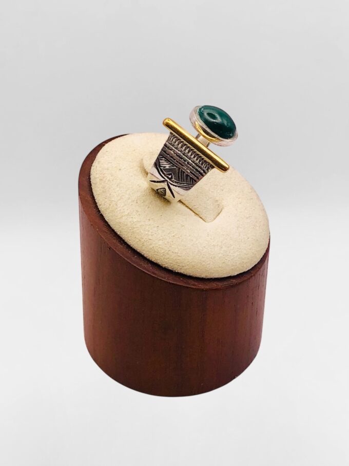 Bague Touareg ouverte Malachite et bronze – Image 3