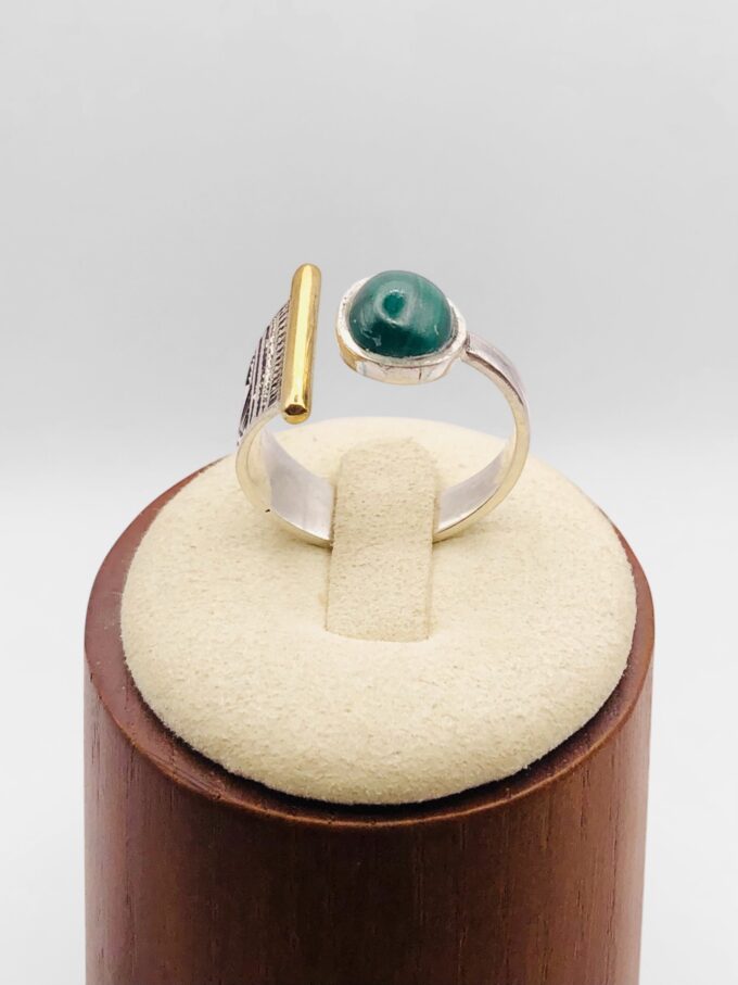Bague Touareg ouverte Malachite et bronze – Image 4