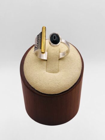 Bague Touareg ouverte Onyx et bronze