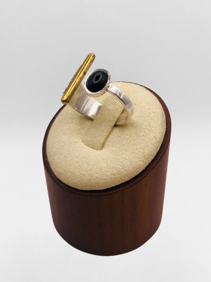 Bague Touareg ouverte Onyx et bronze – Image 2