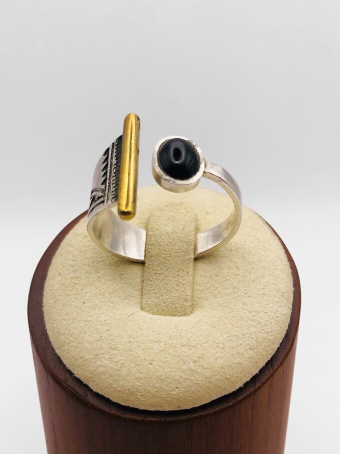 Bague Touareg ouverte Onyx et bronze – Image 4