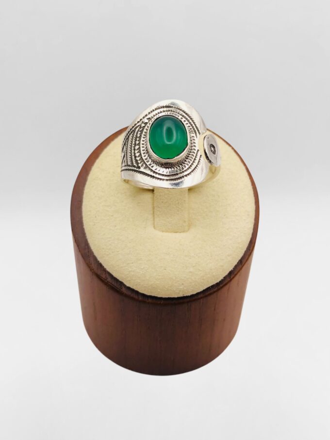 Bague Touareg ouverte Onyx vert